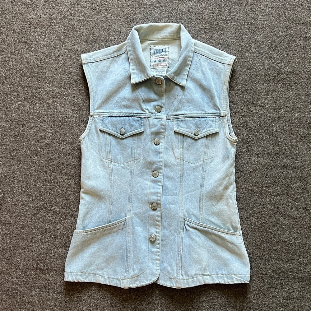 Vintage Soho Compagnie Light Wash Denim Vest Chore Western Utility Type 3 Size S